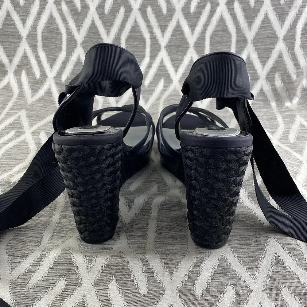 White House Black Market Platform Wedge Ankle Lace Up Wrap Sandal Size: 8.5 - Picture 3 of 3
